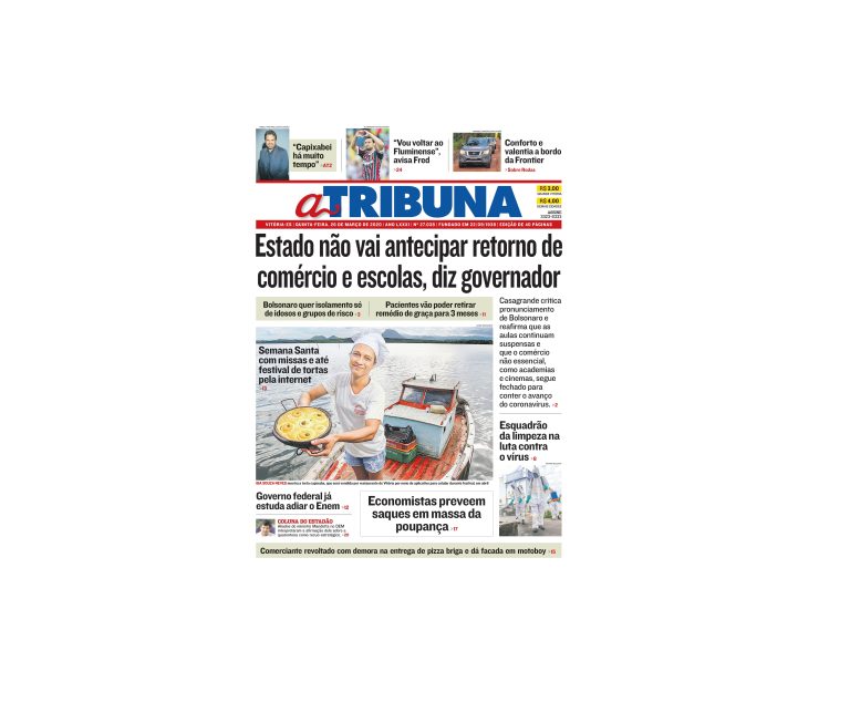 Clique aqui e confira os destaques do jornal A Tribuna desta quinta-feira