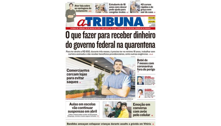 Confira os destaques do Jornal A Tribuna deste sábado