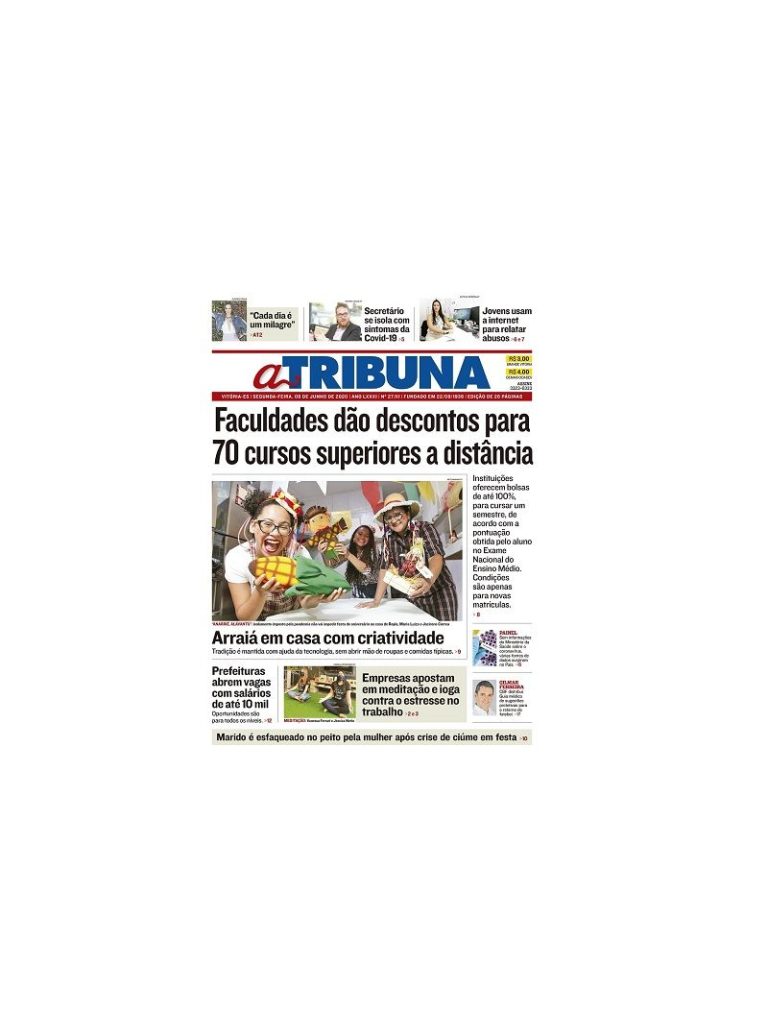 Clique aqui e veja os destaques do jornal A Tribuna desta segunda