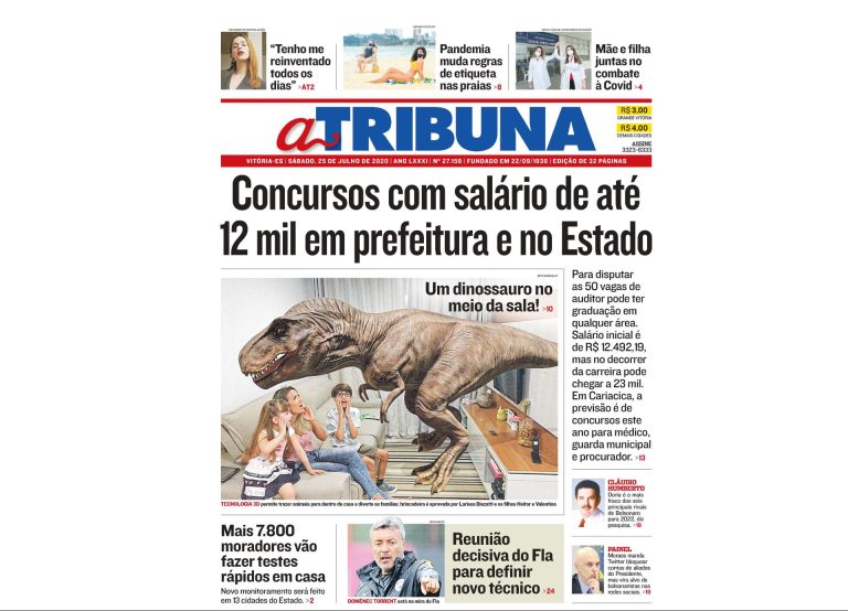 Clique aqui e confira os destaques do jornal A Tribuna deste sábado