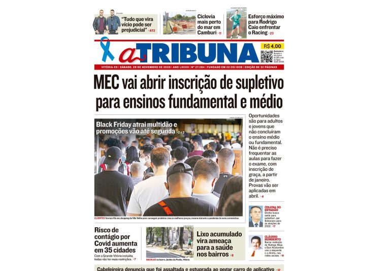 Clique aqui e confira os destaques do jornal A Tribuna deste sábado