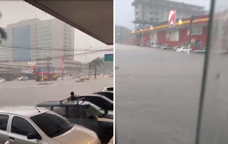 VÍDEOS | Tempestade faz avenida em Laranjeiras virar “lagoa”