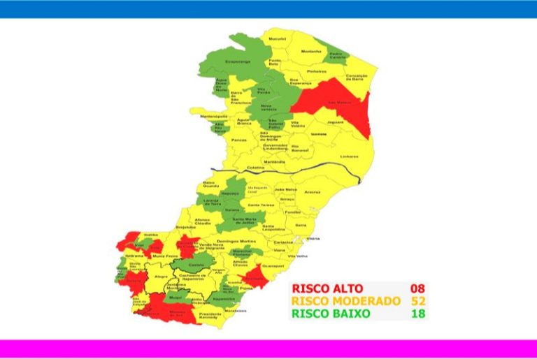 Aumenta o número de cidades em risco baixo de contágio pela Covid no Estado