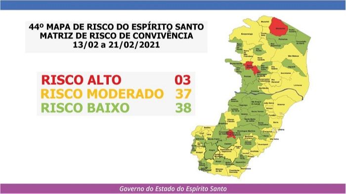 Novo Mapa de Risco: Três cidades estão no risco alto de contágio da Covid