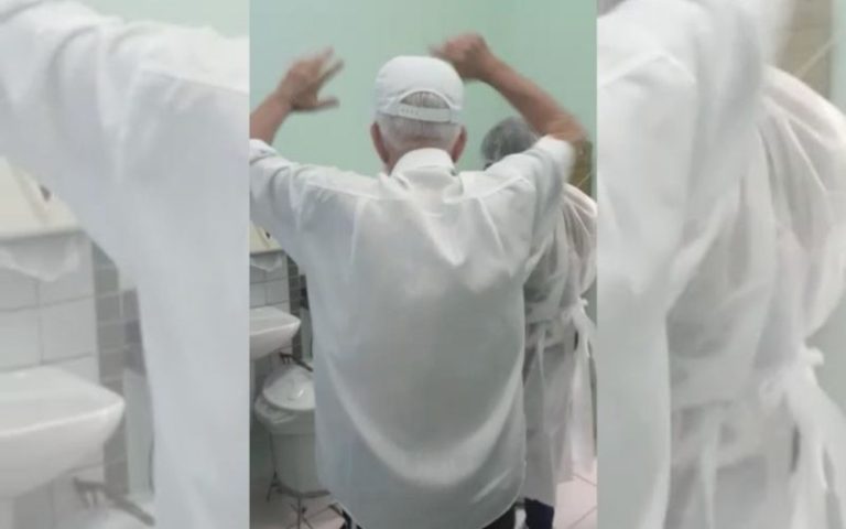 Idoso dança de alegria ao receber vacina contra Covid em Cariacica