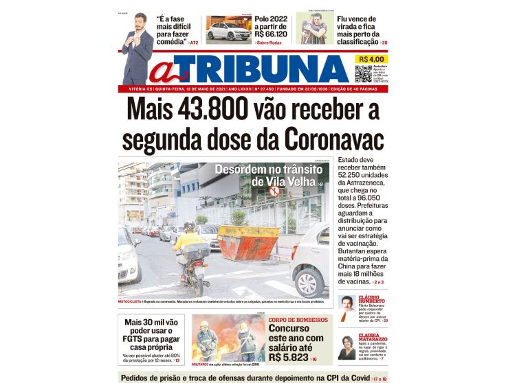 Clique aqui e confira os destaques do jornal A Tribuna desta quinta