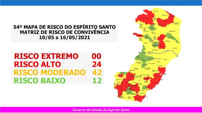 Novo Mapa de Risco: Cai para 24 o número de cidades em risco alto; Grande Vitória continua