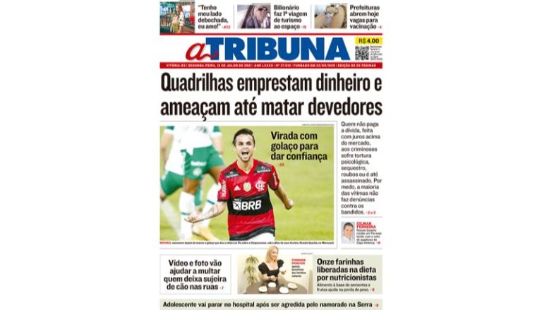 Confira os destaques do Jornal A Tribuna desta segunda