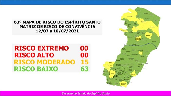 Mapa de Risco: Grande Vitória inteira está no risco baixo de contágio da Covid