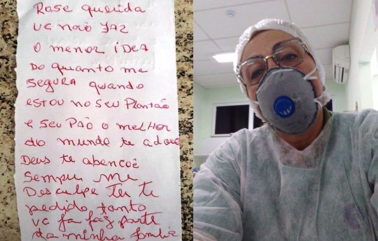 Técnica de enfermagem se emociona ao saber de bilhete escrito por paciente que morreu de Covid