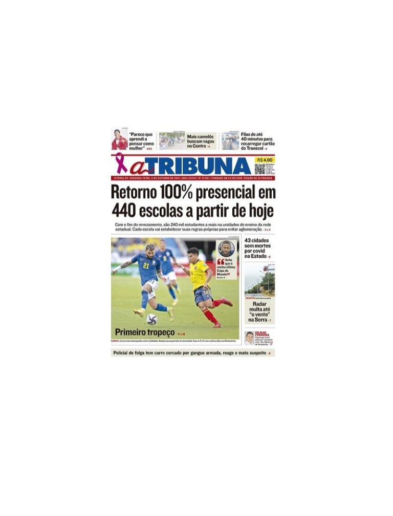 Clique aqui e veja os destaques do jornal A Tribuna desta segunda-feira