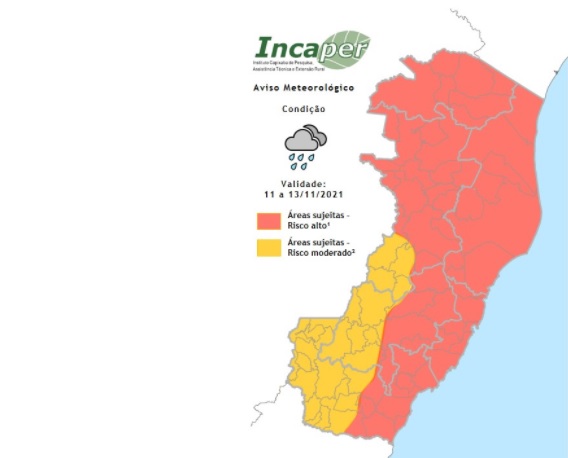 Novo alerta de chuvas fortes, trovoadas e queda de granizo para o Estado