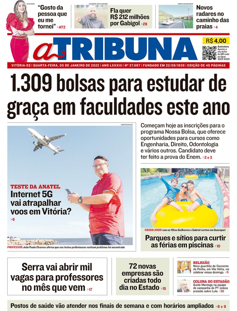 Veja os destaques do jornal A Tribuna desta quarta