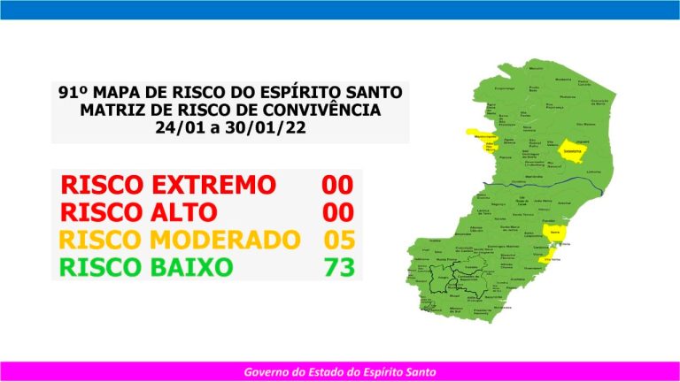 Mapa de Risco: Vila Velha e Serra voltam ao risco moderado