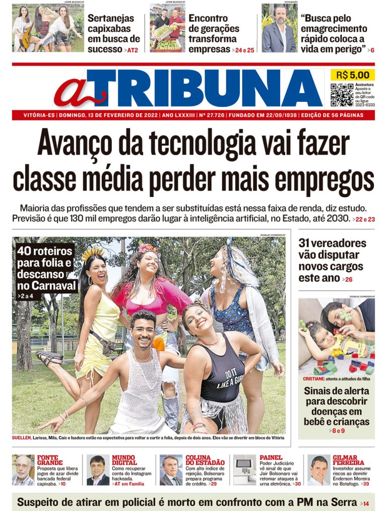 Veja os destaques do jornal A Tribuna deste domingo