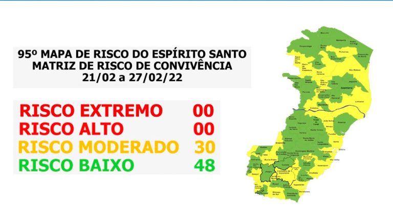 Mapa de Risco: trinta cidades classificadas como risco moderado
