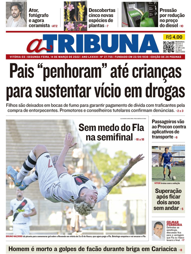 Clique aqui e veja os destaques do jornal A Tribuna desta segunda