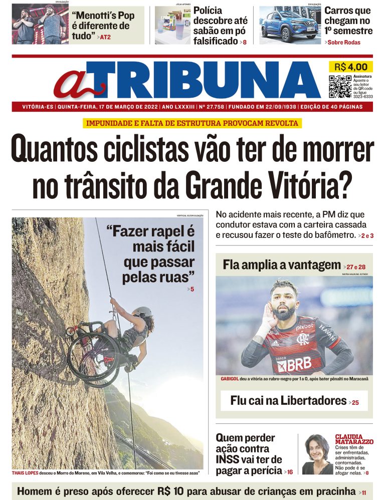 Clique aqui e veja os destaques do jornal A Tribuna desta quinta