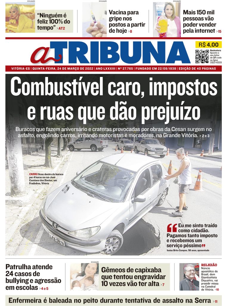 Clique aqui e veja os destaques do jornal A Tribuna desta quinta