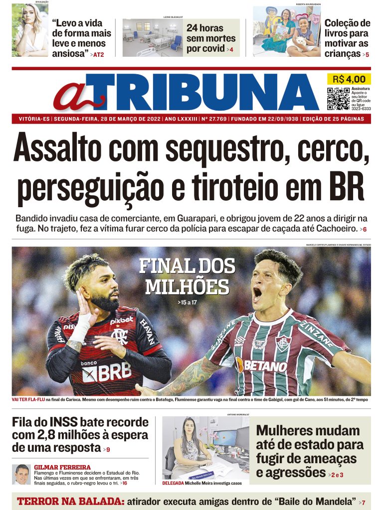 Clique aqui e veja os destaques do jornal A Tribuna desta segunda