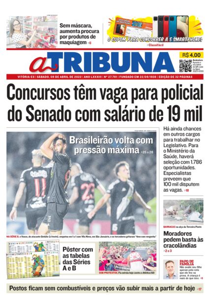 Clique aqui e veja os destaques do jornal A Tribuna deste sábado