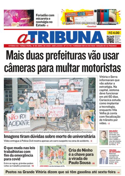 Clique aqui e veja os destaques do jornal A Tribuna desta terça