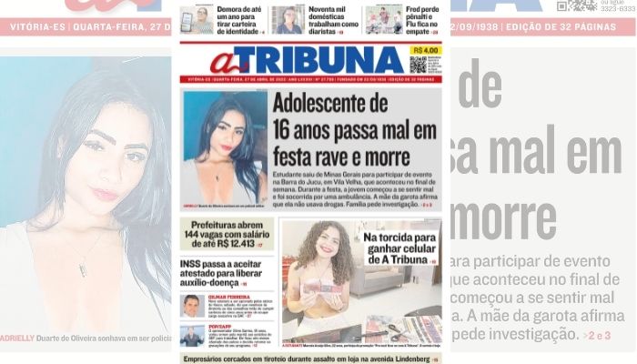 Clique aqui e confira os destaques do jornal A Tribuna desta quarta