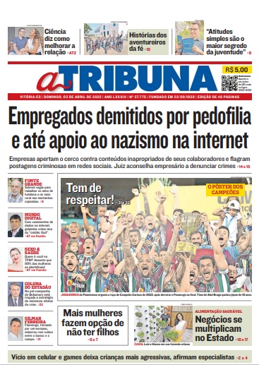 Confira os destaques do Jornal A Tribuna deste domingo