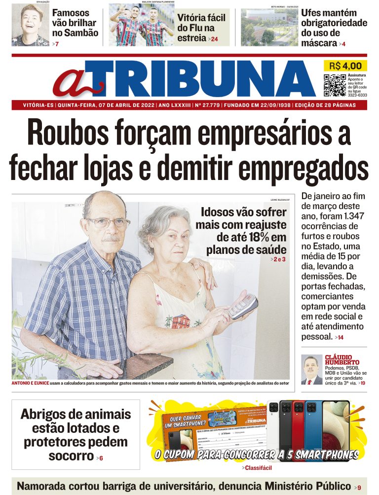 Clique aqui e veja os destaques do jornal A Tribuna desta quinta