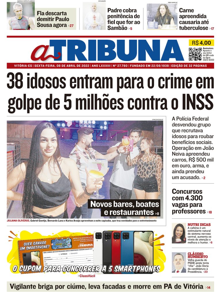Clique aqui e veja os destaques do jornal A Tribuna desta sexta