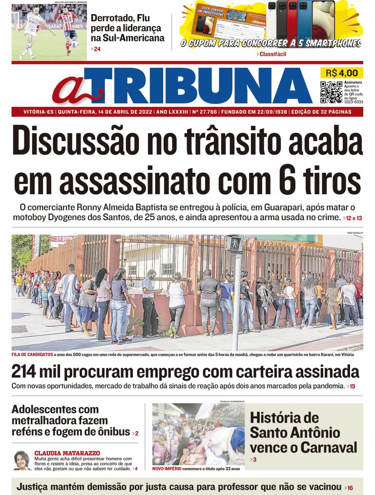 Clique aqui e veja os destaques do jornal A Tribuna desta quinta