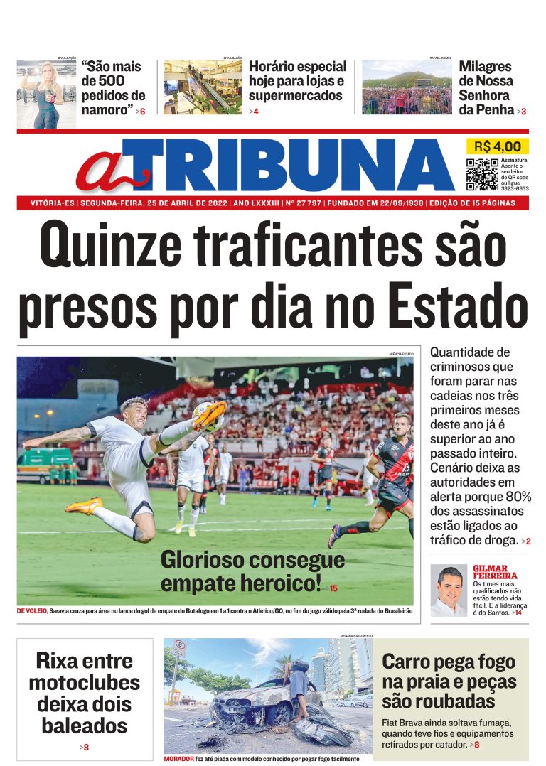 Confira os destaques do Jornal A Tribuna desta segunda-feira