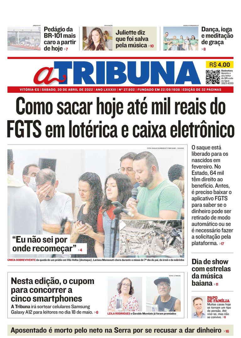 Confira os destaques do Jornal A Tribuna deste sábado