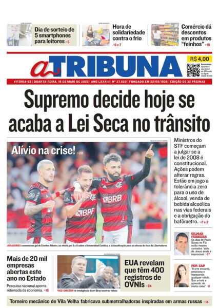 Clique aqui e veja os destaques do jornal A Tribuna desta quarta