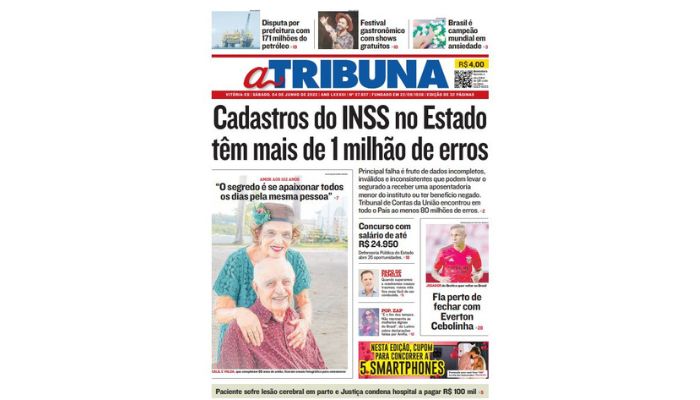 Clique aqui e veja os destaques de A Tribuna deste sábado