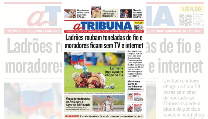 Clique aqui e veja os destaques de A Tribuna desta segunda