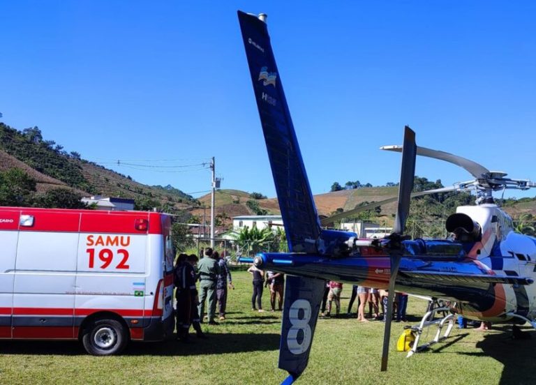 Homem é resgatado por helicóptero após sofrer queimaduras no Sul do ES