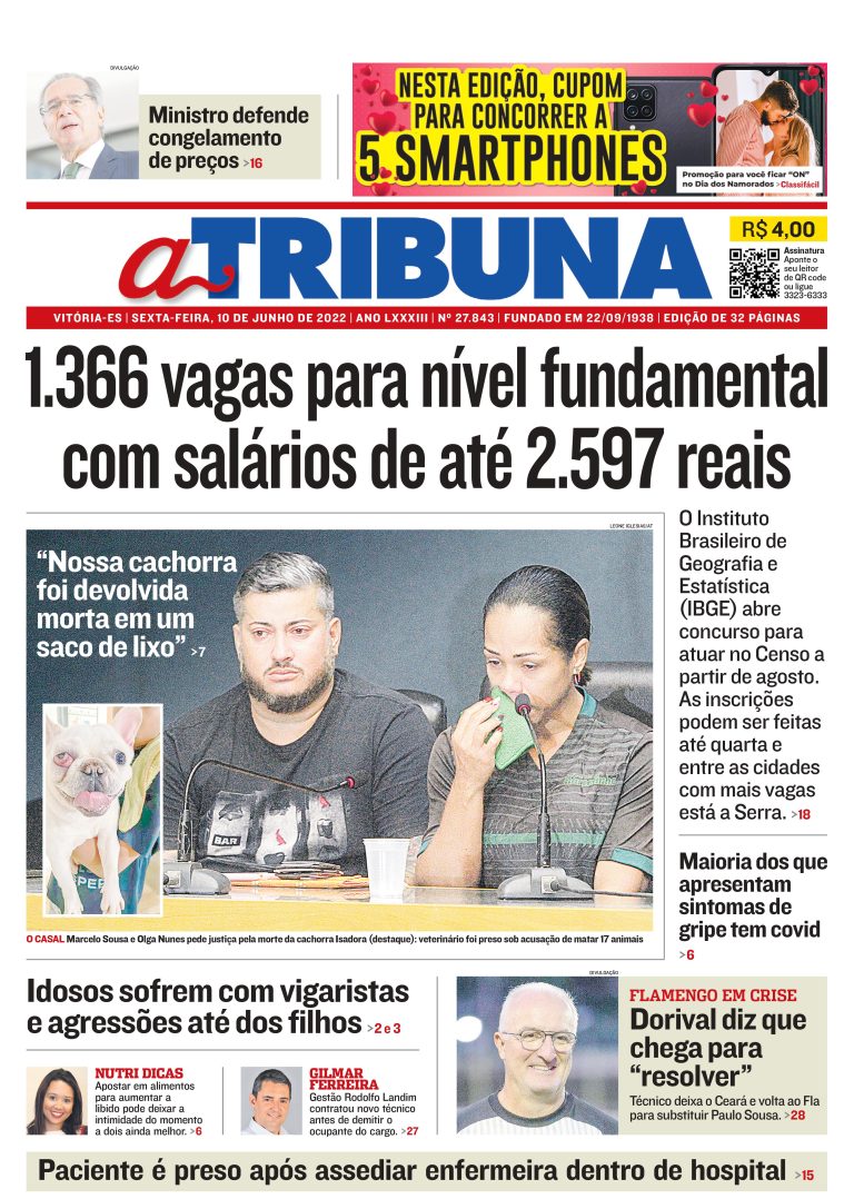 Confira os destaques do Jornal A Tribuna desta sexta-feira