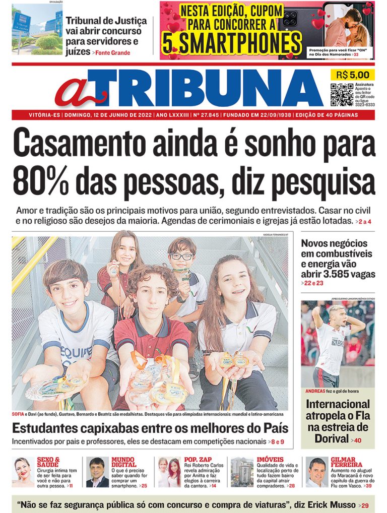 Veja os destaques de A Tribuna deste domingo