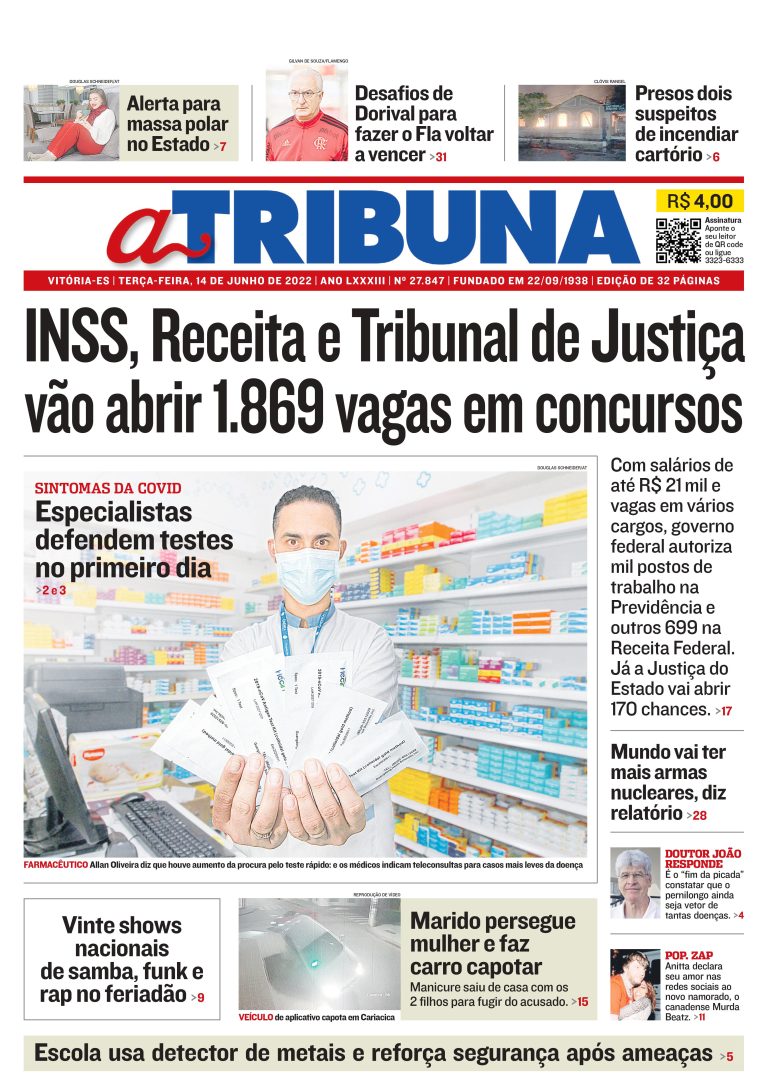 Confira os destaques do Jornal A Tribuna desta terça-feira