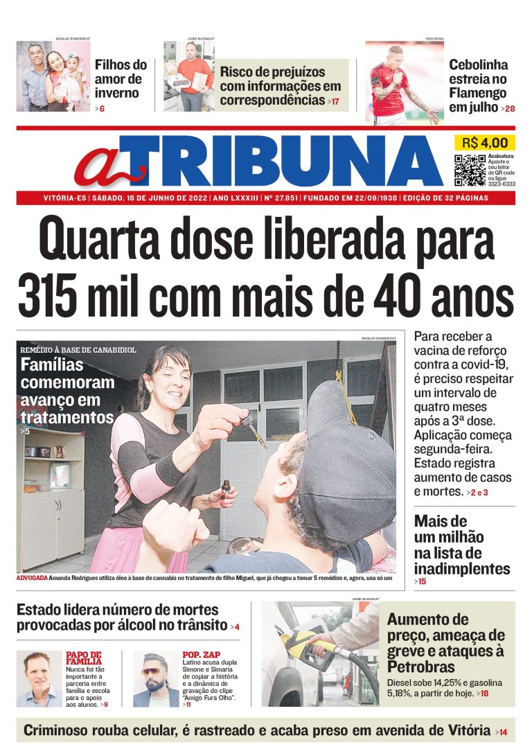 Confira os destaques do Jornal A Tribuna deste sábado
