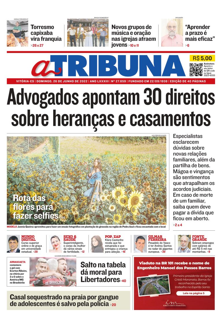 Confira os destaques do Jornal A Tribuna deste domingo