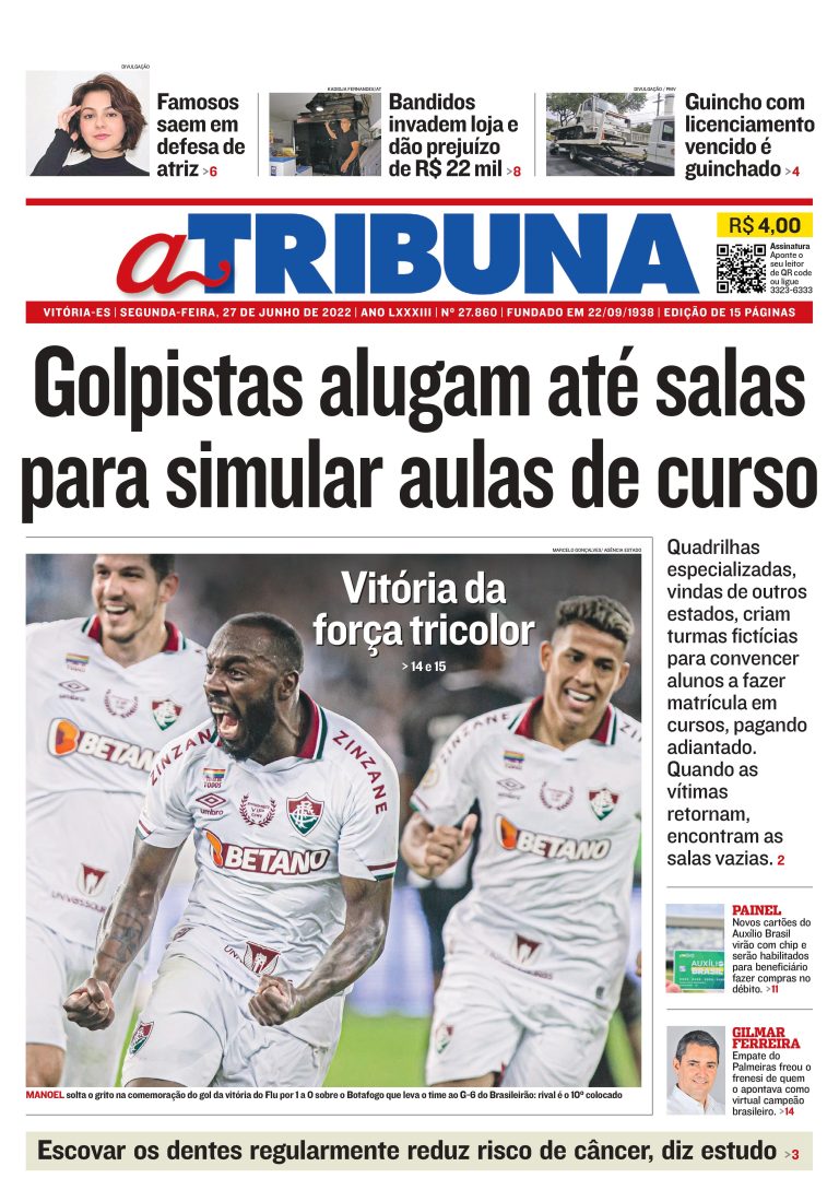 Confira os destaques do Jornal A Tribuna desta segunda-feira