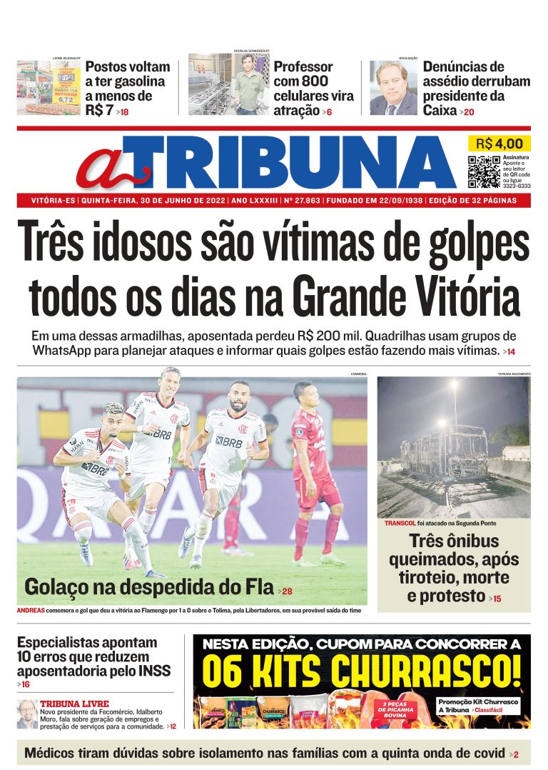 Confira os destaques do Jornal A Tribuna desta quinta-feira