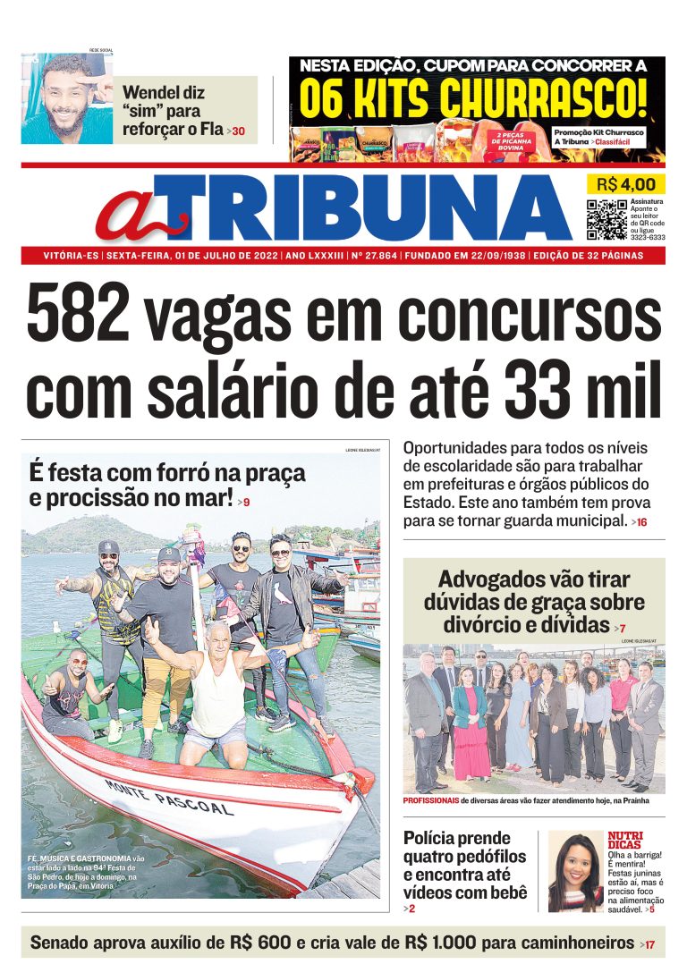 Confira o destaque do Jornal A Tribuna desta sexta-feira