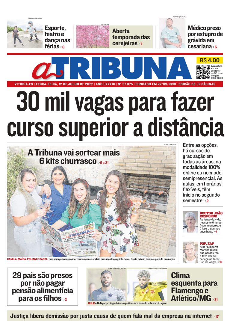 Confira os destaques do Jornal A Tribuna desta terça-feira