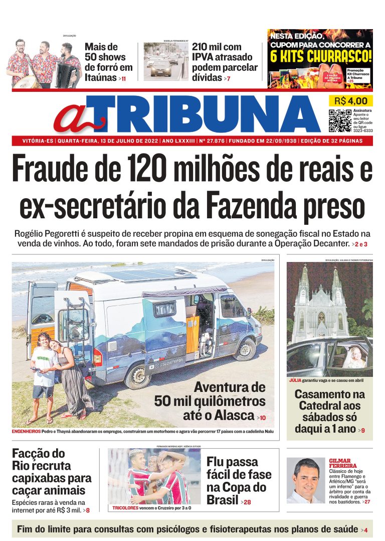 Confira os destaques do Jornal A Tribuna desta quarta-feira