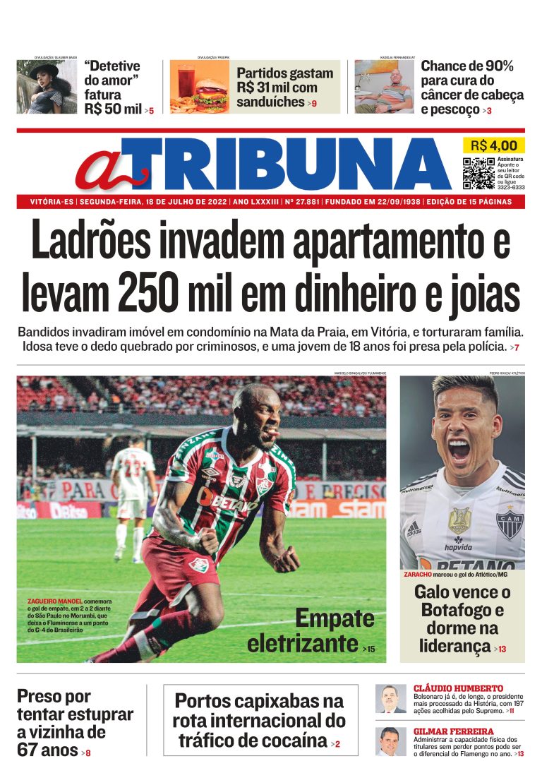 Confira os destaques do Jornal A Tribuna desta segunda-feira