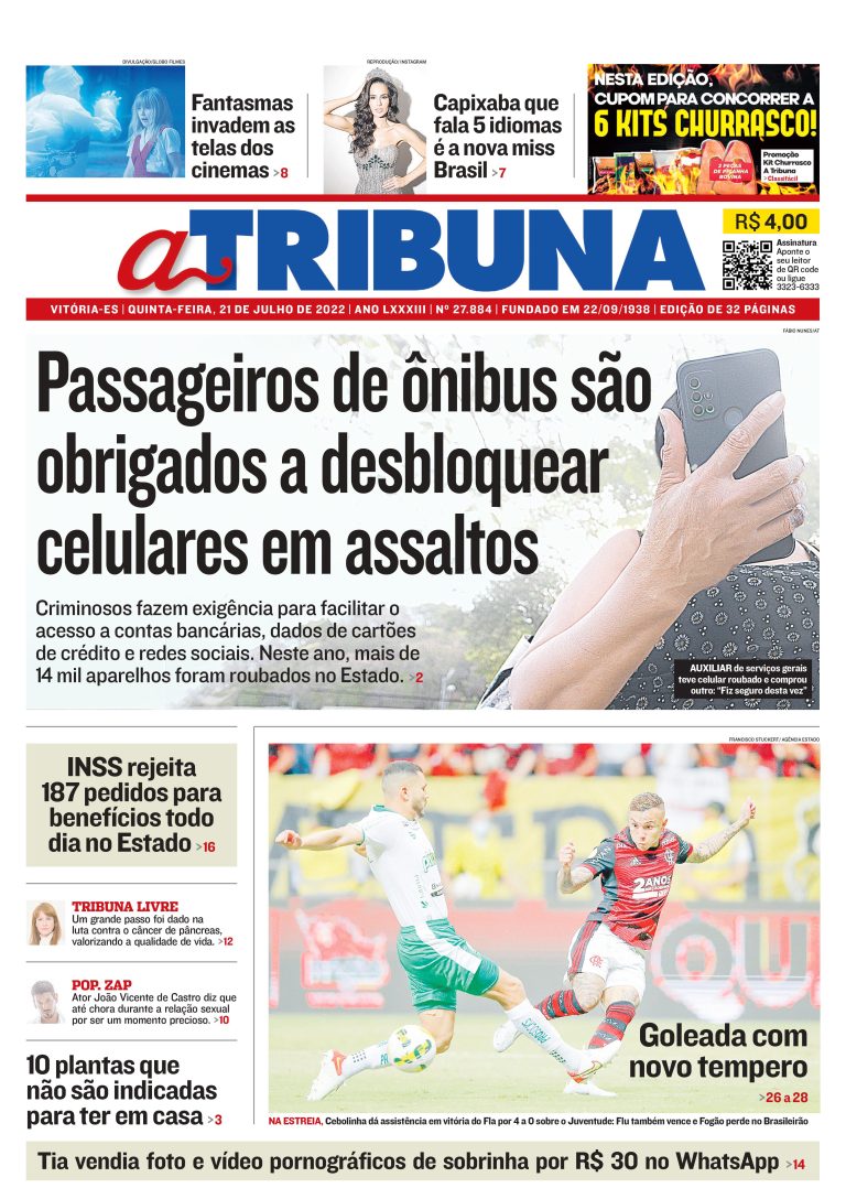 Confira os destaques do Jornal A Tribuna desta quinta-feira