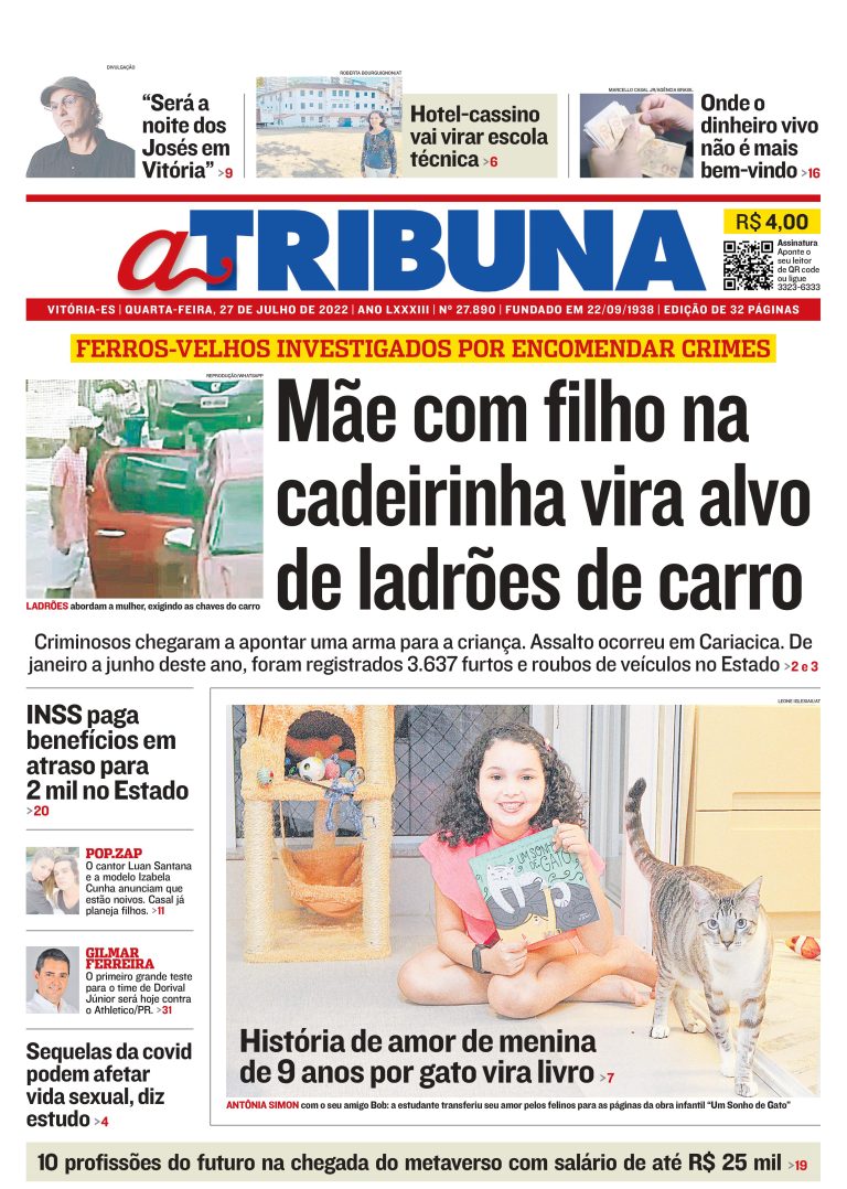 Confira os destaques do Jornal A Tribuna desta quarta-feira